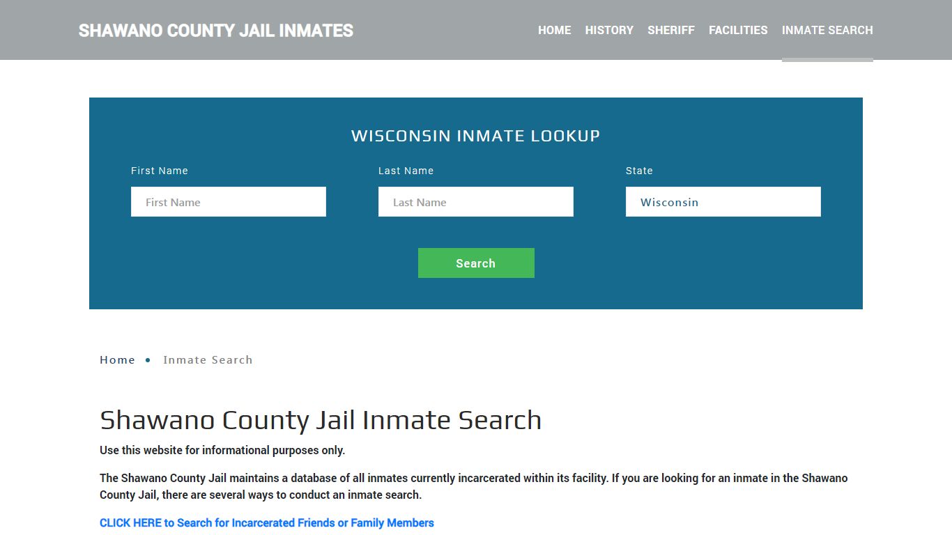 Shawano County, WI Detainee Lookup