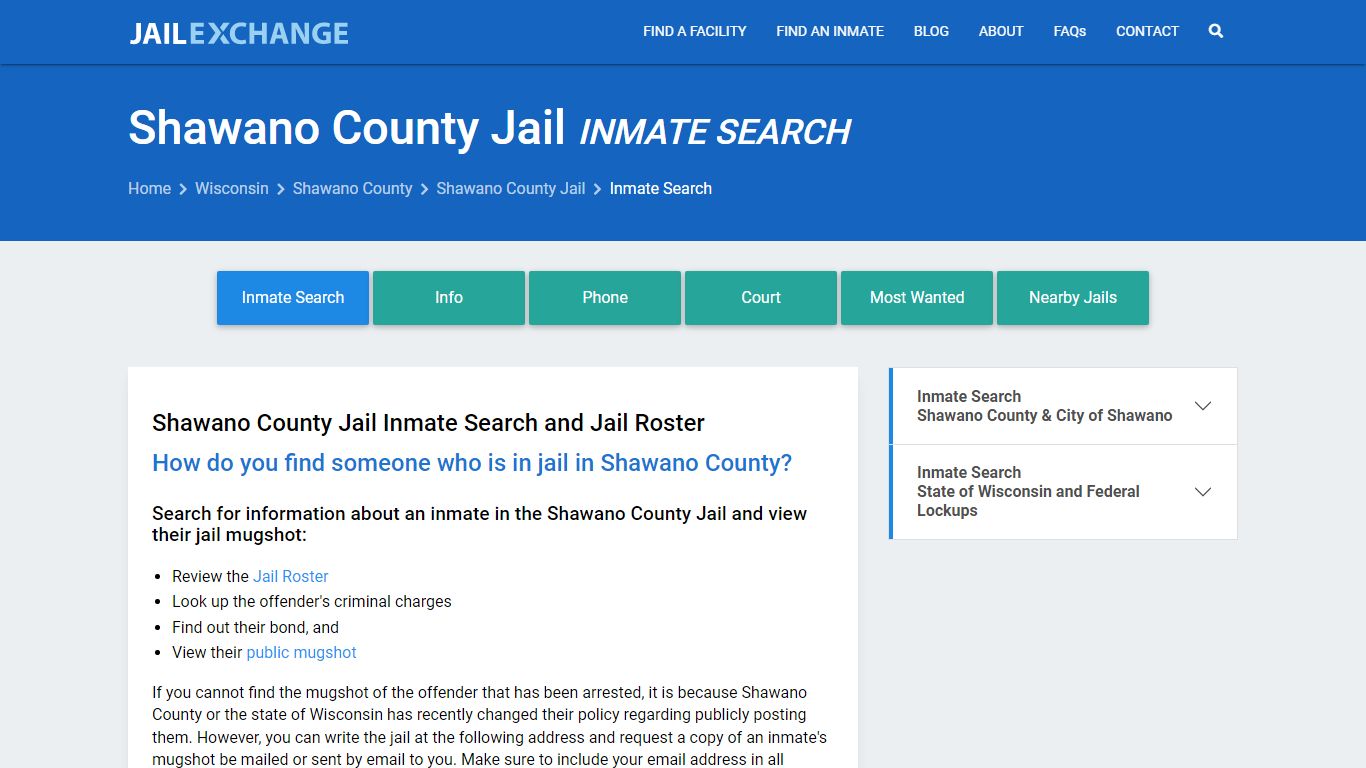 Inmate Search: Roster & Mugshots - Shawano County Jail, WI