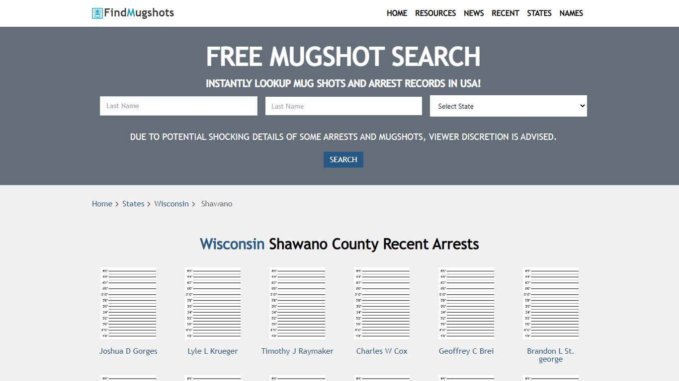Find Shawano Wisconsin Mugshots - Find Mugshots